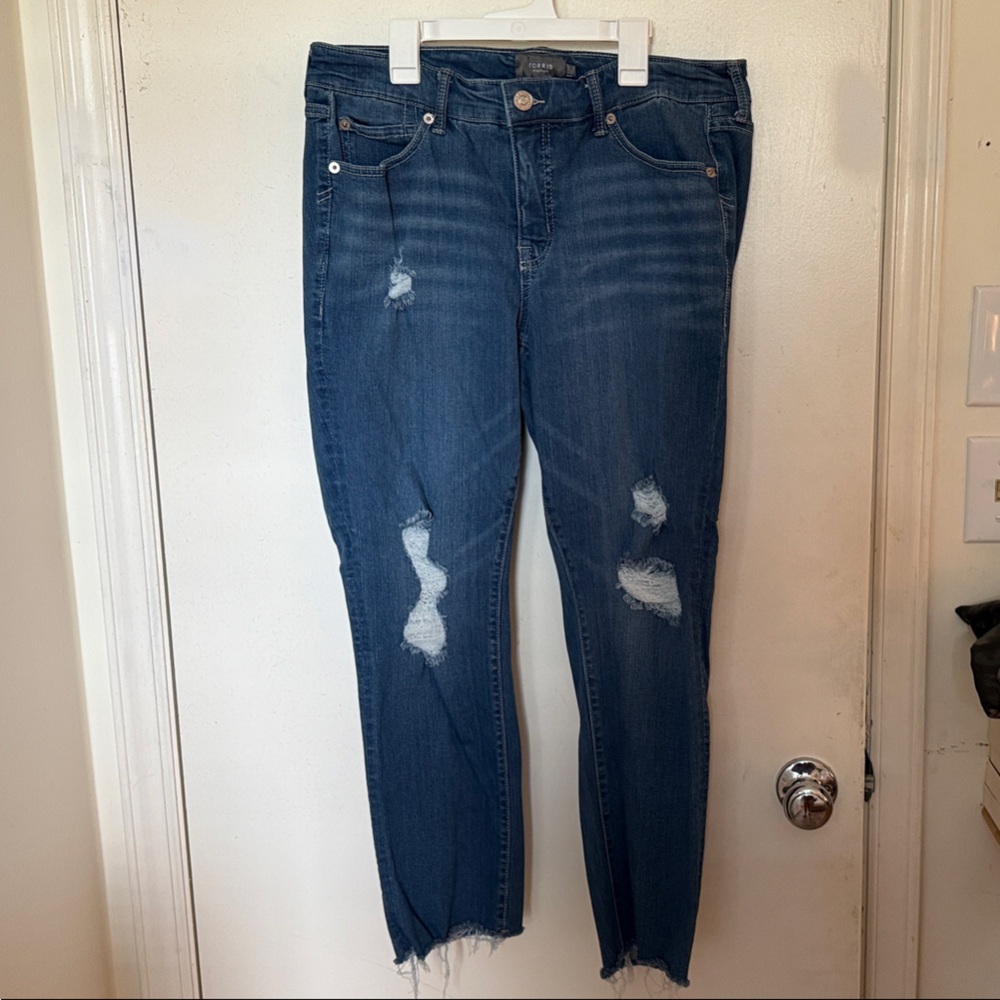 Torrid Blue Distressed Ankle Jeans